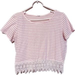 Viola Lace Striped Pink Tee